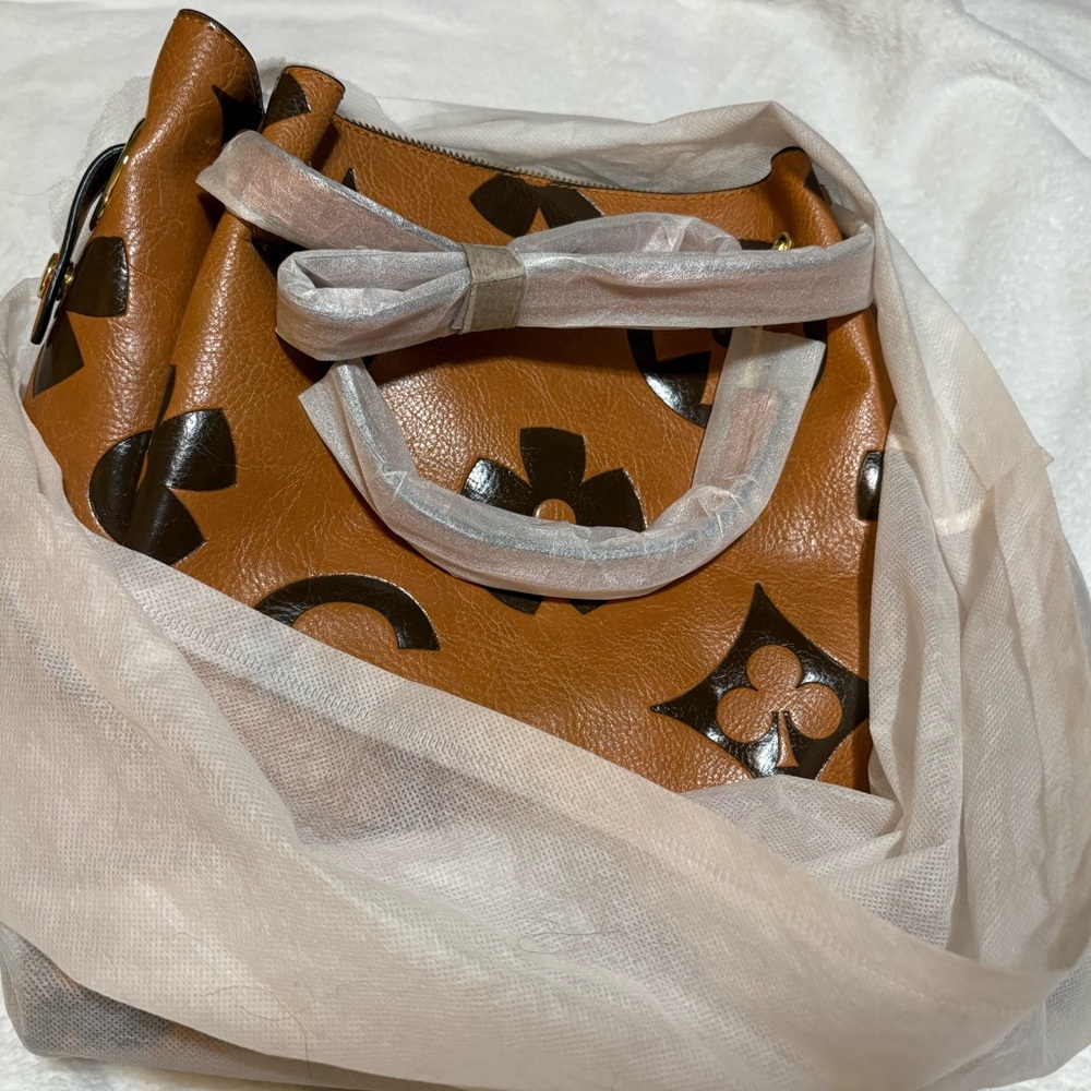 3 pc.Tan&Brown set: Exterior Bag, interior bag w/xbody strap to be used separate
